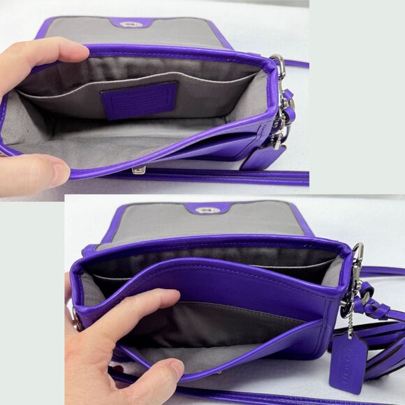 COACH Legacy Penny Ultra Violet Leather #19914 Crossbody Hang Tag and Tassel - Picture 8 of 11